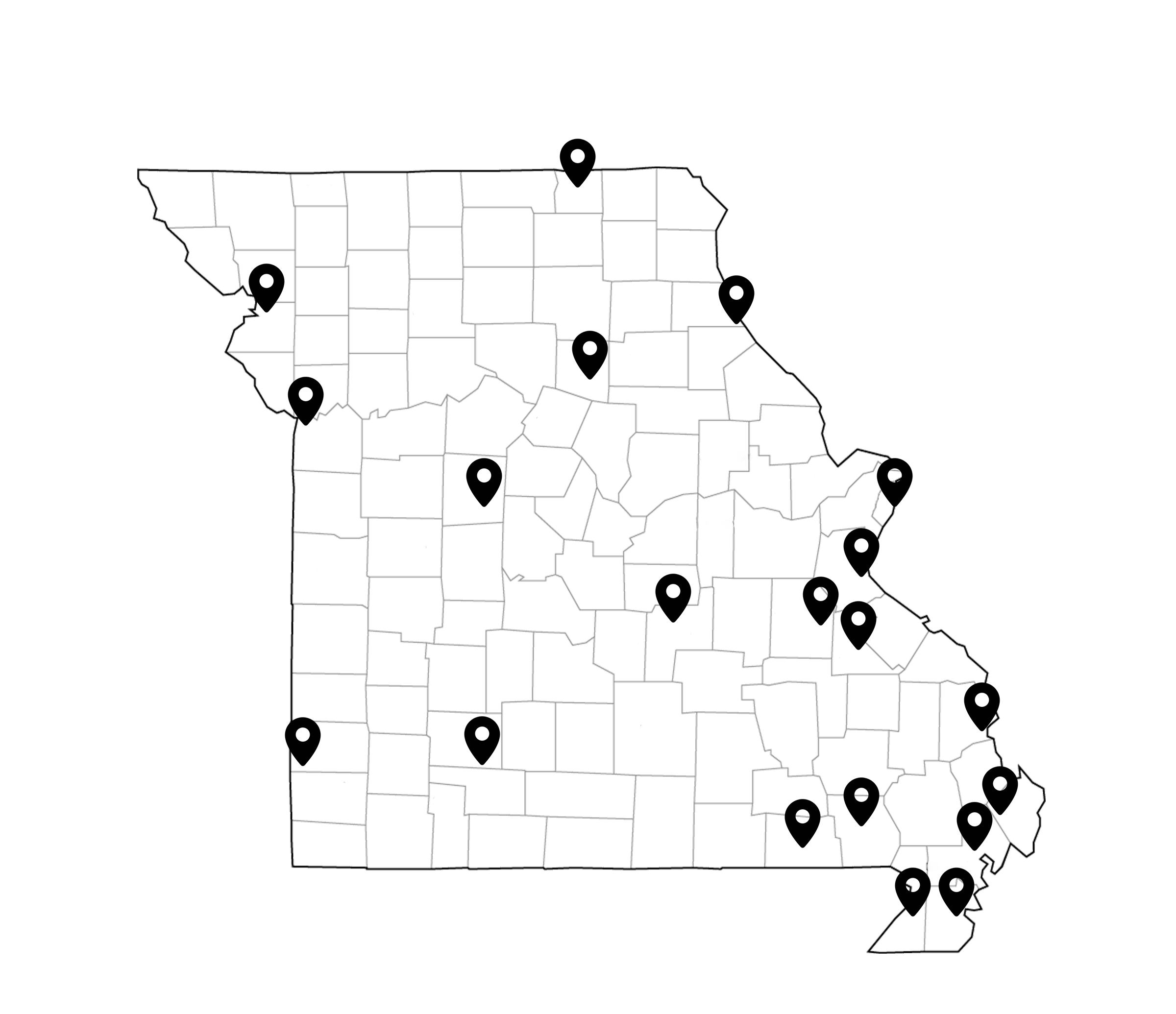 State map of Missouri FACT Community Partnerships by county